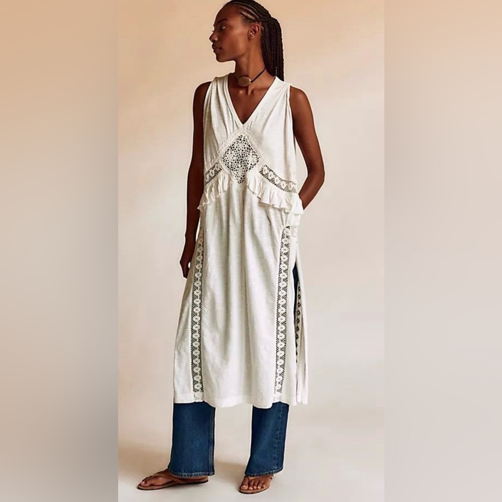 NWT Free People Eillow Maxi Top with Lace Detail